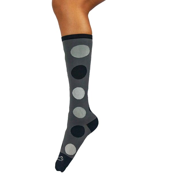 Zayaan Health Polkadot Compression Socks, Black/White, PR BLZH-CSPK-3BW - main